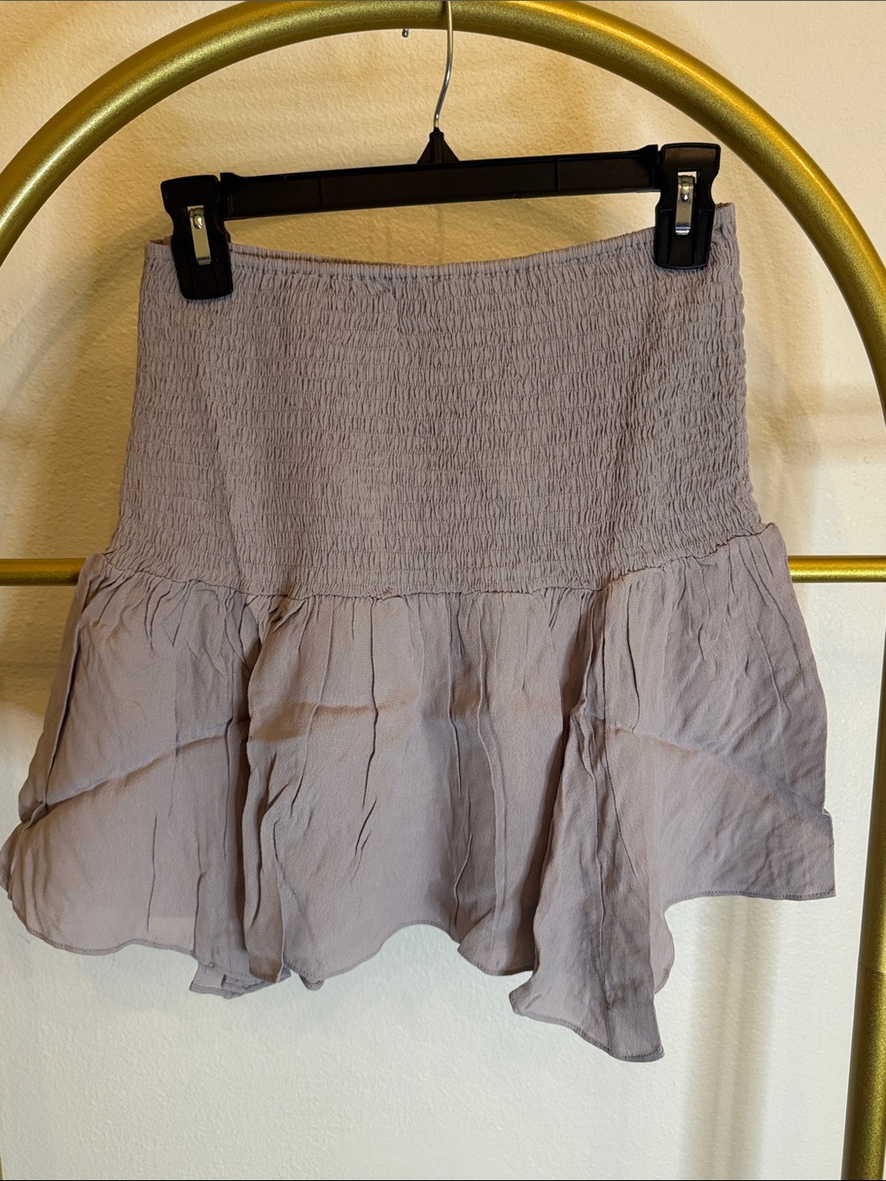 Umgee Lavender Gray Smocked Mini Skirt
